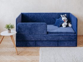 Диван-кровать Happy (синий) в Сосновке - sosnovka.mebel-nsk.ru | фото