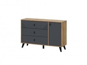 Комод 3ящ. и 1ств. Байкал (дуб крафт золотой/графит) в Сосновке - sosnovka.mebel-nsk.ru | фото