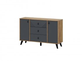 Комод 3ящ. и 2ств. Байкал (дуб крафт золотой/графит) в Сосновке - sosnovka.mebel-nsk.ru | фото