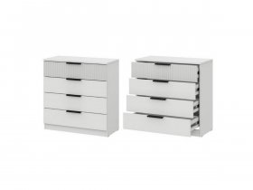 Комод 4 ящика (ЛДСП/МДФ) Эккервуд (белый) в Сосновке - sosnovka.mebel-nsk.ru | фото