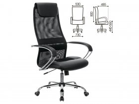 Кресло офисное BRABIX PREMIUM Stalker EX-608 CH, хром, ткань-сетка/кожзам, черное в Сосновке - sosnovka.mebel-nsk.ru | фото