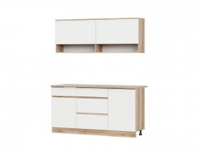 Кухонный гарнитур 1,6м Брауни (дуб делано/белый) в Сосновке - sosnovka.mebel-nsk.ru | фото