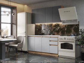 Кухонный гарнитур Ника 1,6 м (графит/серый софт) в Сосновке - sosnovka.mebel-nsk.ru | фото