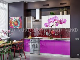 Кухонный гарнитур Орхидея (фиолетовый) в Сосновке - sosnovka.mebel-nsk.ru | фото
