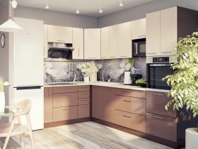 Модульная кухня Классика (ваниль/шоколад) в Сосновке - sosnovka.mebel-nsk.ru | фото
