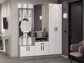Модульная прихожая Вега (дуб крафт серый/белый) в Сосновке - sosnovka.mebel-nsk.ru | фото