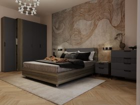 Модульная спальня Борнео (джара темная/хангва) в Сосновке - sosnovka.mebel-nsk.ru | фото