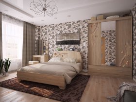 Модульная спальня Виктория-1 (дуб сонома) в Сосновке - sosnovka.mebel-nsk.ru | фото