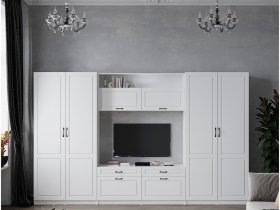 Модульная стенка Апполия (белый/белый дуб) в Сосновке - sosnovka.mebel-nsk.ru | фото