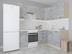 Модульная угловая кухня 1,4м*2,1м Лада (цемент) в Сосновке - sosnovka.mebel-nsk.ru | фото