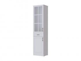 Пенал-витрина Апполия гостиная (белый/белый дуб) в Сосновке - sosnovka.mebel-nsk.ru | фото