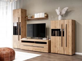 Модульная стенка Ницца (дуб вотан) в Сосновке - sosnovka.mebel-nsk.ru | фото