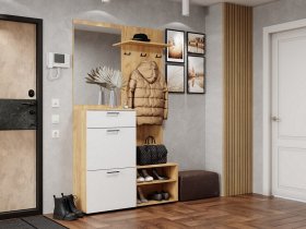 Прихожая Монтана (дуб крафт золотой/белый) в Сосновке - sosnovka.mebel-nsk.ru | фото