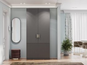 Шкаф двухстворчатый Эккервуд (Нью) (графит) в Сосновке - sosnovka.mebel-nsk.ru | фото