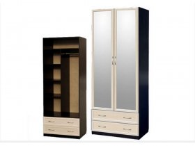 Шкаф двухстворчатый с ящиками с 2-мя зеркалами  (профиль МДФ) в Сосновке - sosnovka.mebel-nsk.ru | фото