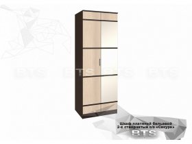 Шкаф двухстворчатый с зеркалом платяной-бельевой Сакура (BTS) в Сосновке - sosnovka.mebel-nsk.ru | фото
