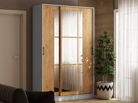 Шкаф-купе 1,4м «Стиль-2» (белый/дуб крафт золотой) в Сосновке - sosnovka.mebel-nsk.ru | фото