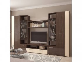 Стенка Гамма (дуб венге/дуб молочный) в Сосновке - sosnovka.mebel-nsk.ru | фото