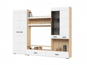 Стенка ГС-01 Либерти (дуб сонома/белый глянец) в Сосновке - sosnovka.mebel-nsk.ru | фото