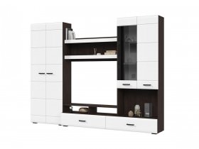 Стенка ГС-01 Либерти (венге/белый глянец) в Сосновке - sosnovka.mebel-nsk.ru | фото
