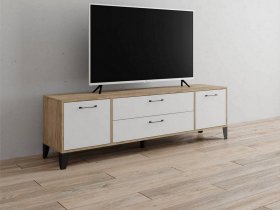 Тумба под ТВ Парус-13 (дуб крафт серый/белый) в Сосновке - sosnovka.mebel-nsk.ru | фото
